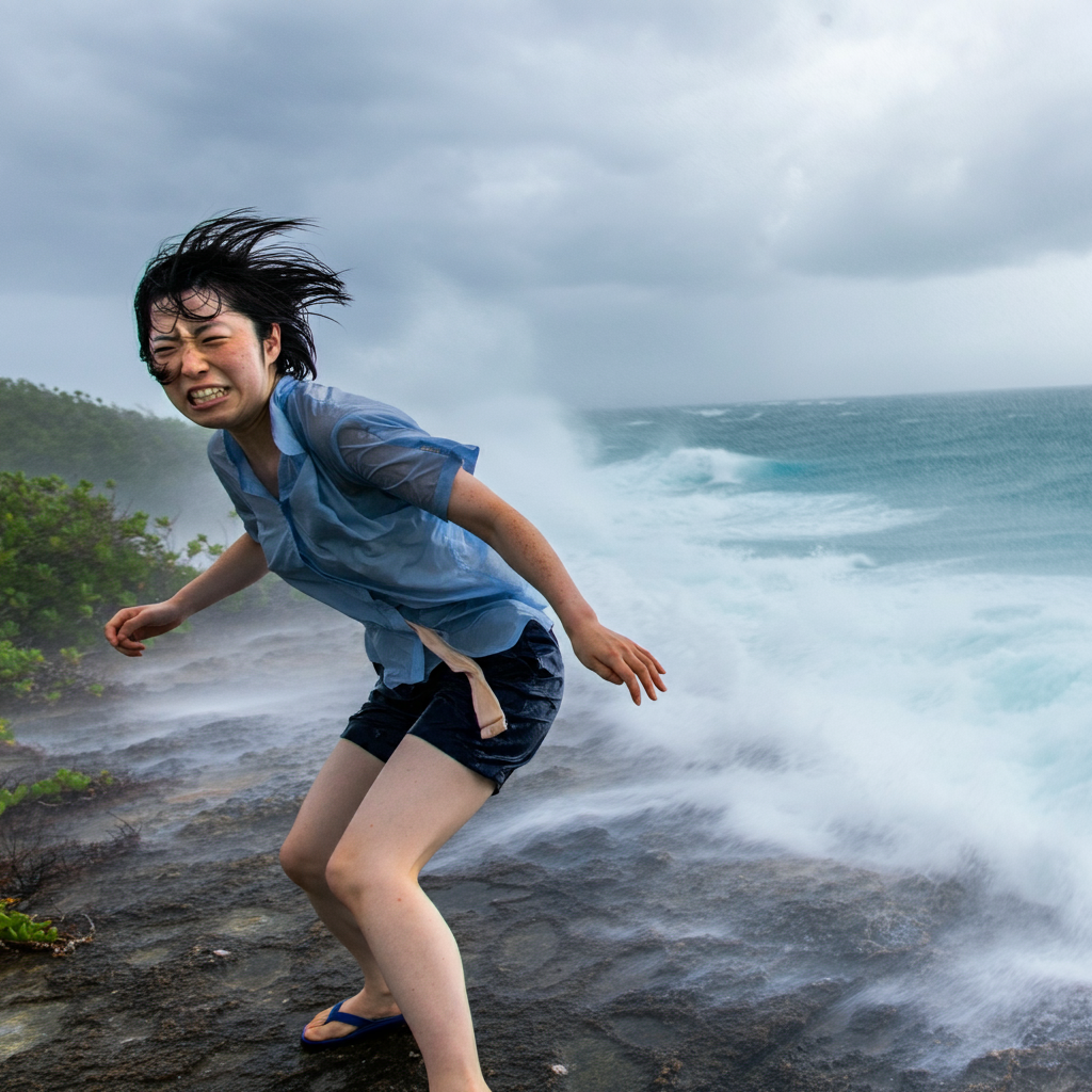 台風は沖縄と石垣島　離れているので影響が違う